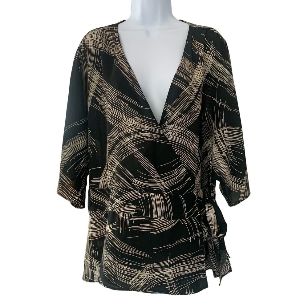 Black and Tan Wrap Top